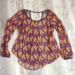 Blu Pepper fall autumn long sleeve blouse sz medium